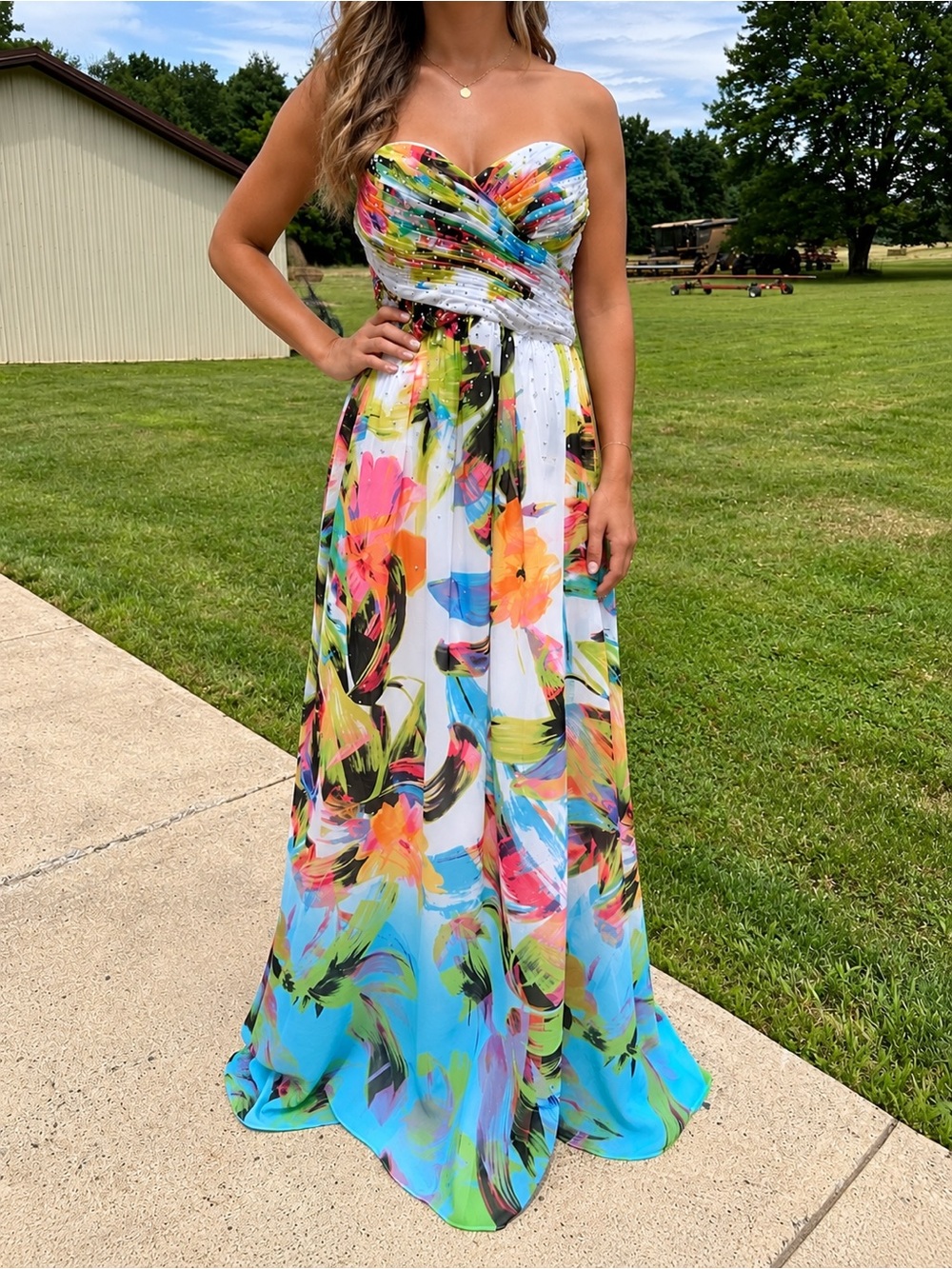 Cachet Strapless Floral Maxi Dress in Multicolor